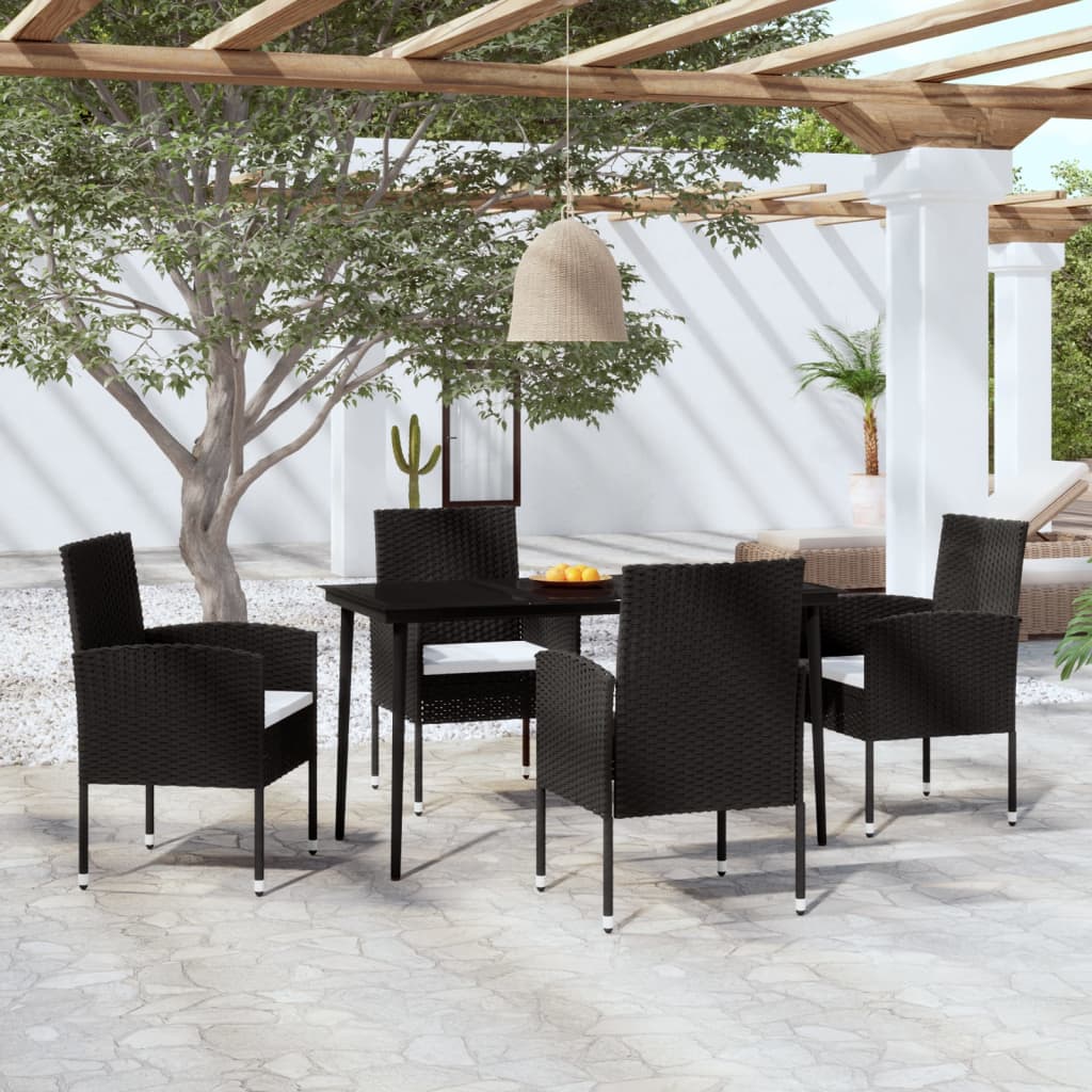 Set Mobili da Pranzo per Giardino 5 pz Nero cod mxl 39411