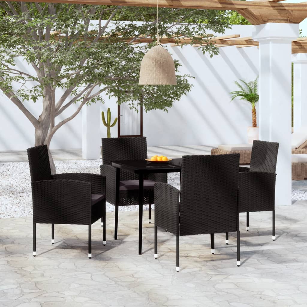 Set Mobili da Pranzo per Giardino 5 pz Nero cod mxl 40994
