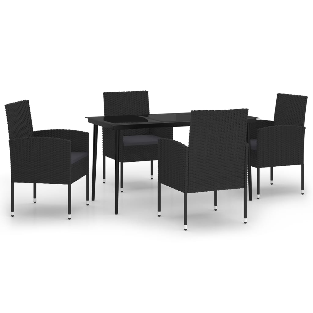 Set Mobili da Pranzo per Giardino 5 pz Nero cod mxl 42929