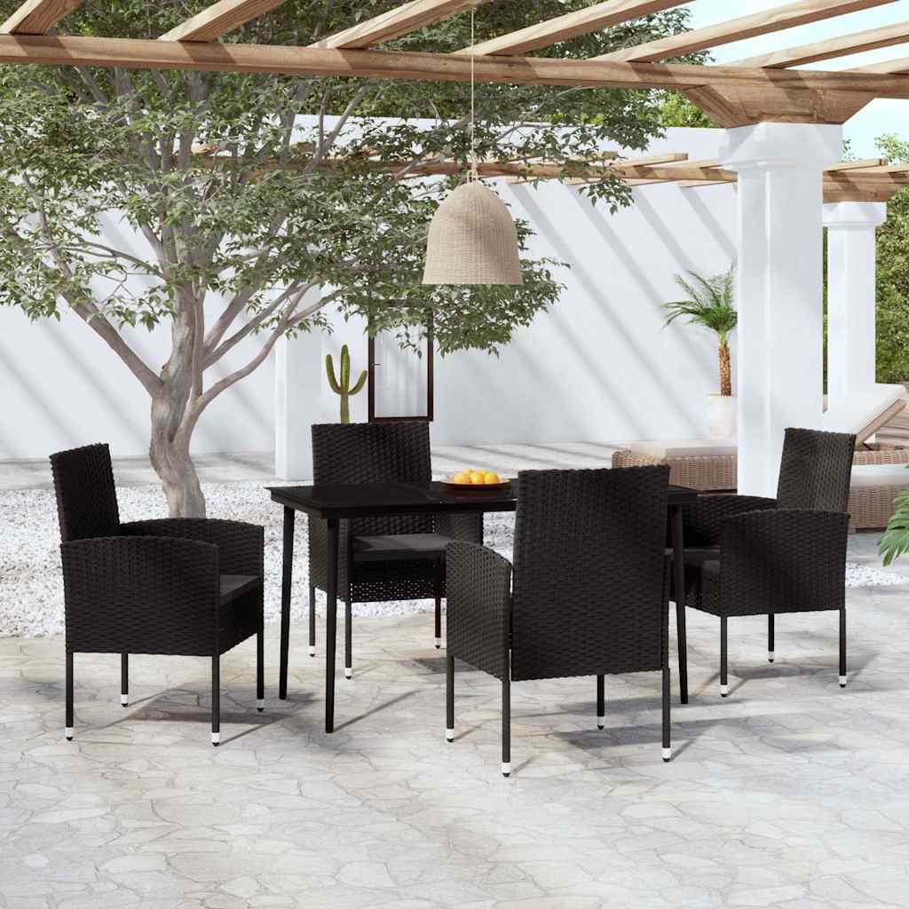Set Mobili da Pranzo per Giardino 5 pz Nero cod mxl 42929