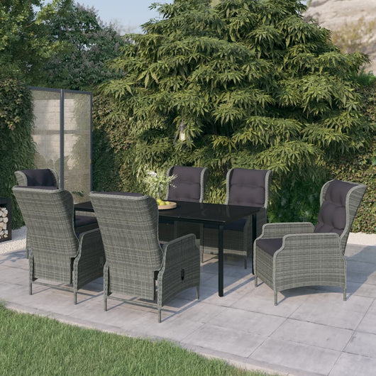 Set Mobili da Pranzo per Giardino 7 pz Grigio Chiaro cod mxl 41209