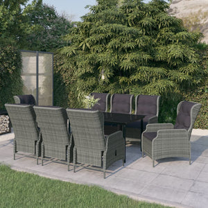 Set Mobili da Pranzo per Giardino 9 pz Grigio Chiaro cod mxl 38777