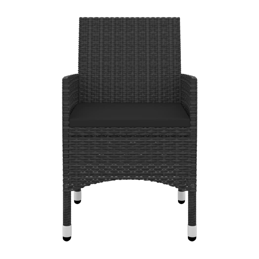 Set da Pranzo da Giardino 3 pz con Cuscini Polyrattan e Vetro 3099685