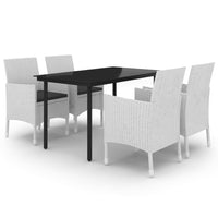Set da Pranzo da Giardino 5 pz con Cuscini Polyrattan e Vetro 3099699