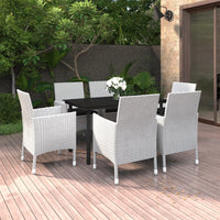 Set da Pranzo da Giardino 7 pz e Cuscini in Polyrattan e Vetro 3099700