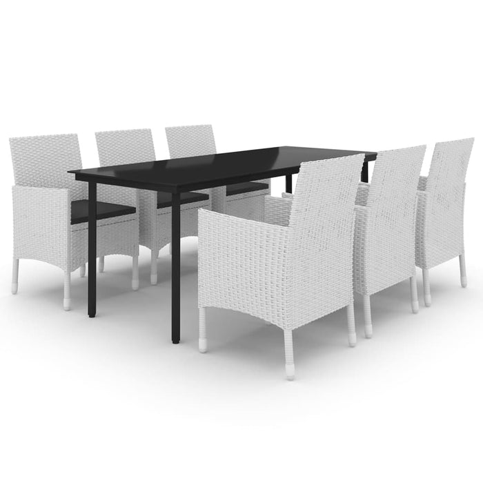 Set da Pranzo da Giardino 7 pz e Cuscini in Polyrattan e Vetro 3099701