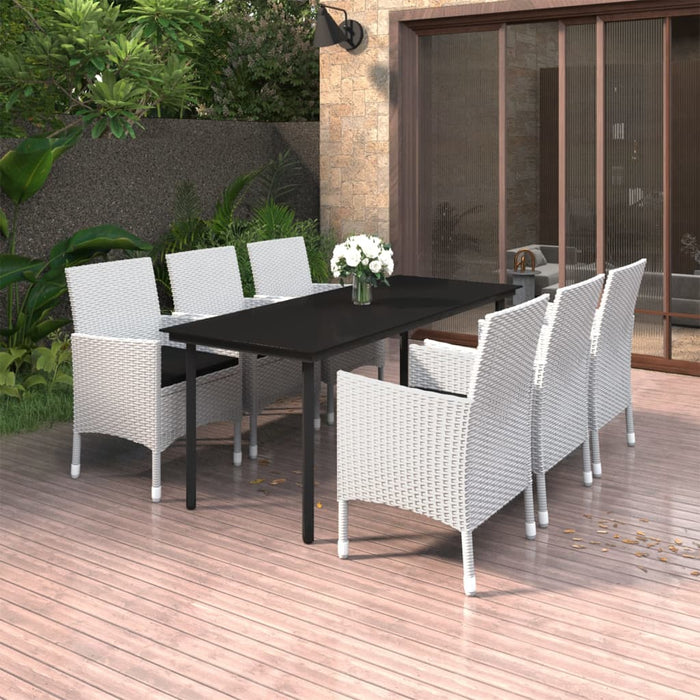 Set da Pranzo da Giardino 7 pz e Cuscini in Polyrattan e Vetro 3099701
