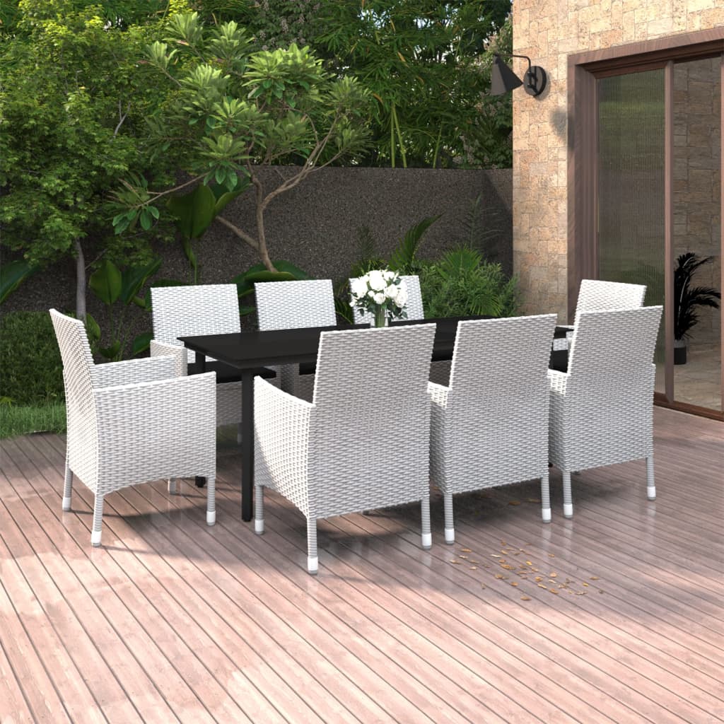 Set da Pranzo da Giardino e Cuscini 9 pz in Polyrattan e Vetro cod mxl 71965