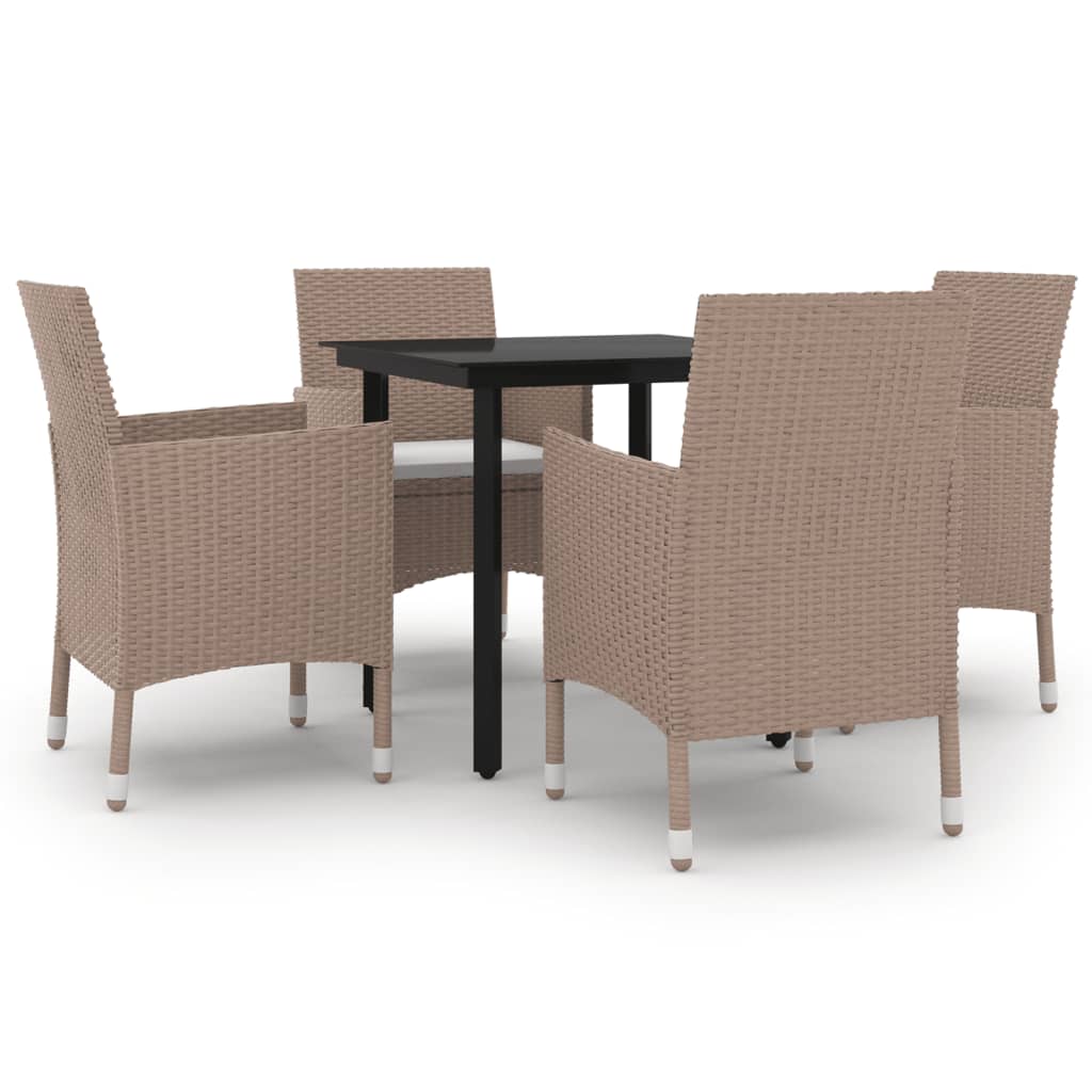 Set da Pranzo da Giardino 5 pz e Cuscini in Polyrattan Nero cod mxl 39874