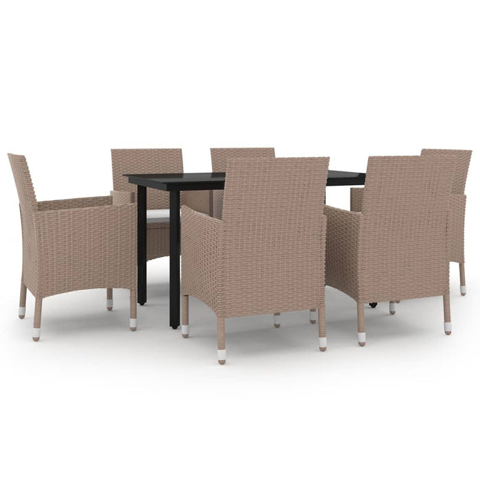 Set da Pranzo da Giardino 7 pz e Cuscini in Polyrattan e Vetro cod mxl 38798