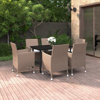 Set da Pranzo da Giardino 7 pz e Cuscini in Polyrattan e Vetro cod mxl 38798