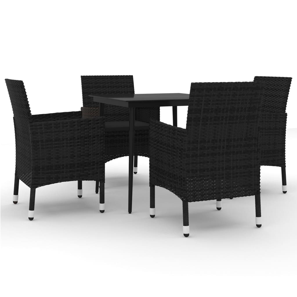Set da Pranzo da Giardino 5 pz con Cuscini Polyrattan e Vetro 3099734