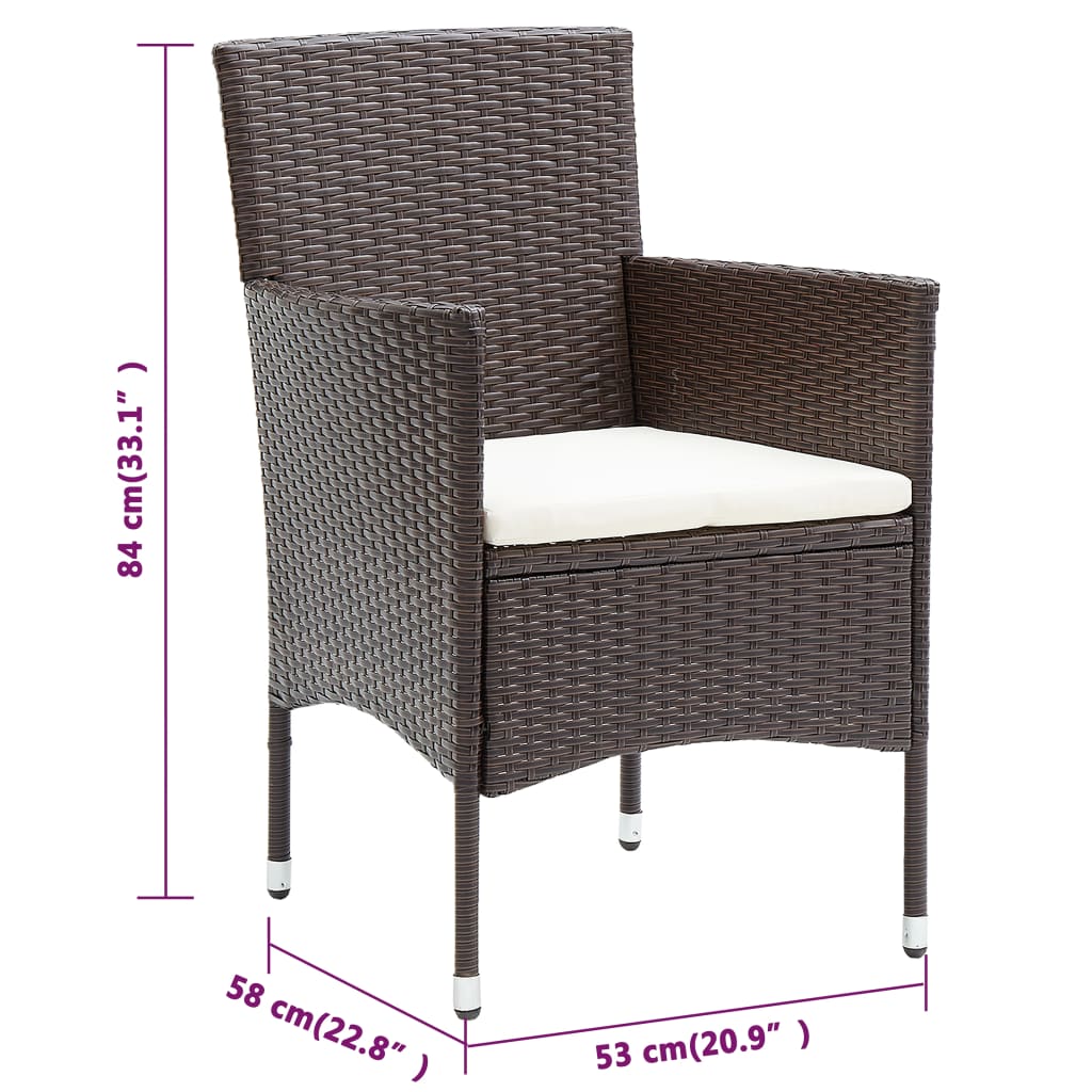 Sedie da Pranzo per Giardino 4 pz in Polyrattan Marrone 318501