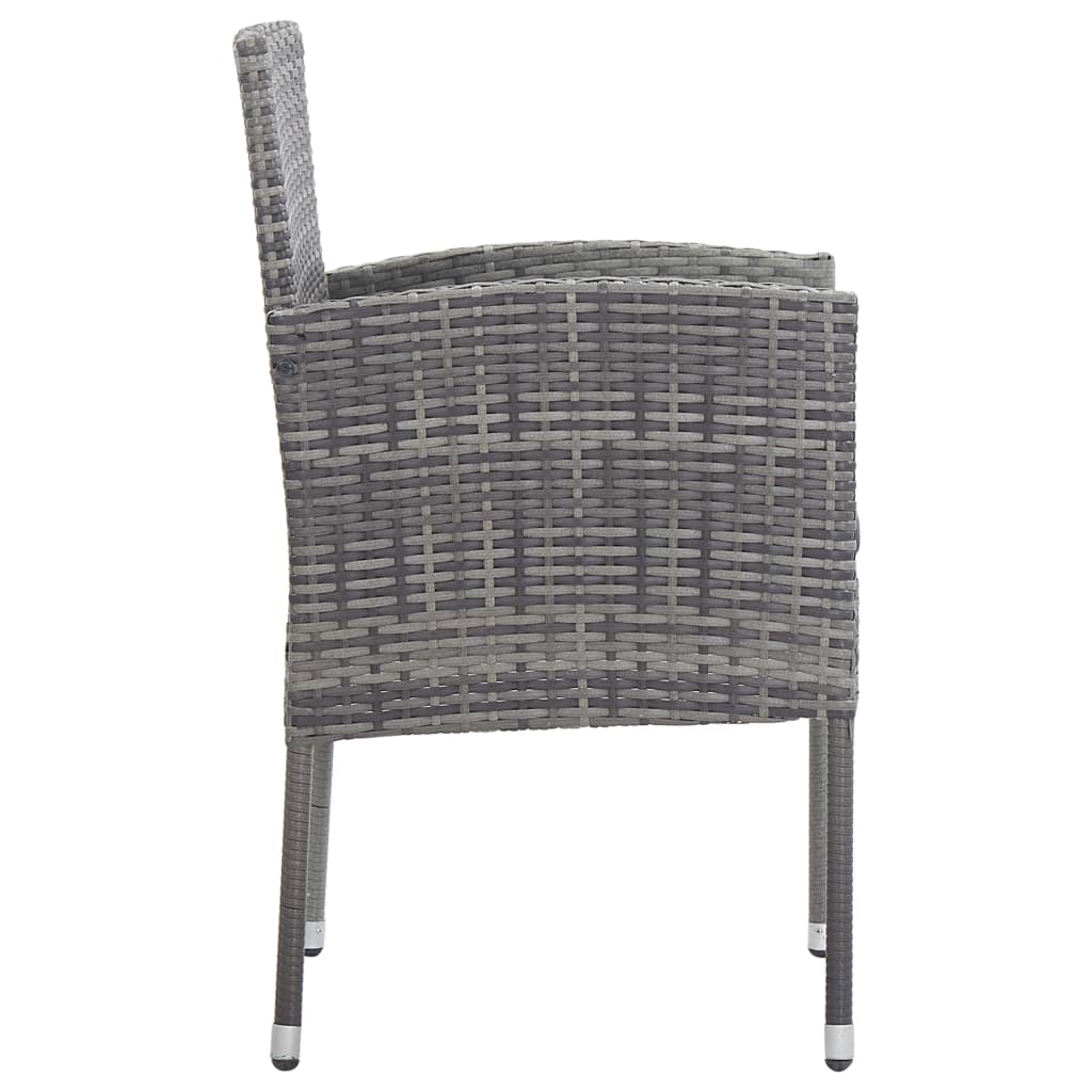 Sedie Giardino con Cuscini Grigio Scuro 2 pz Grigie Polyrattan 318725