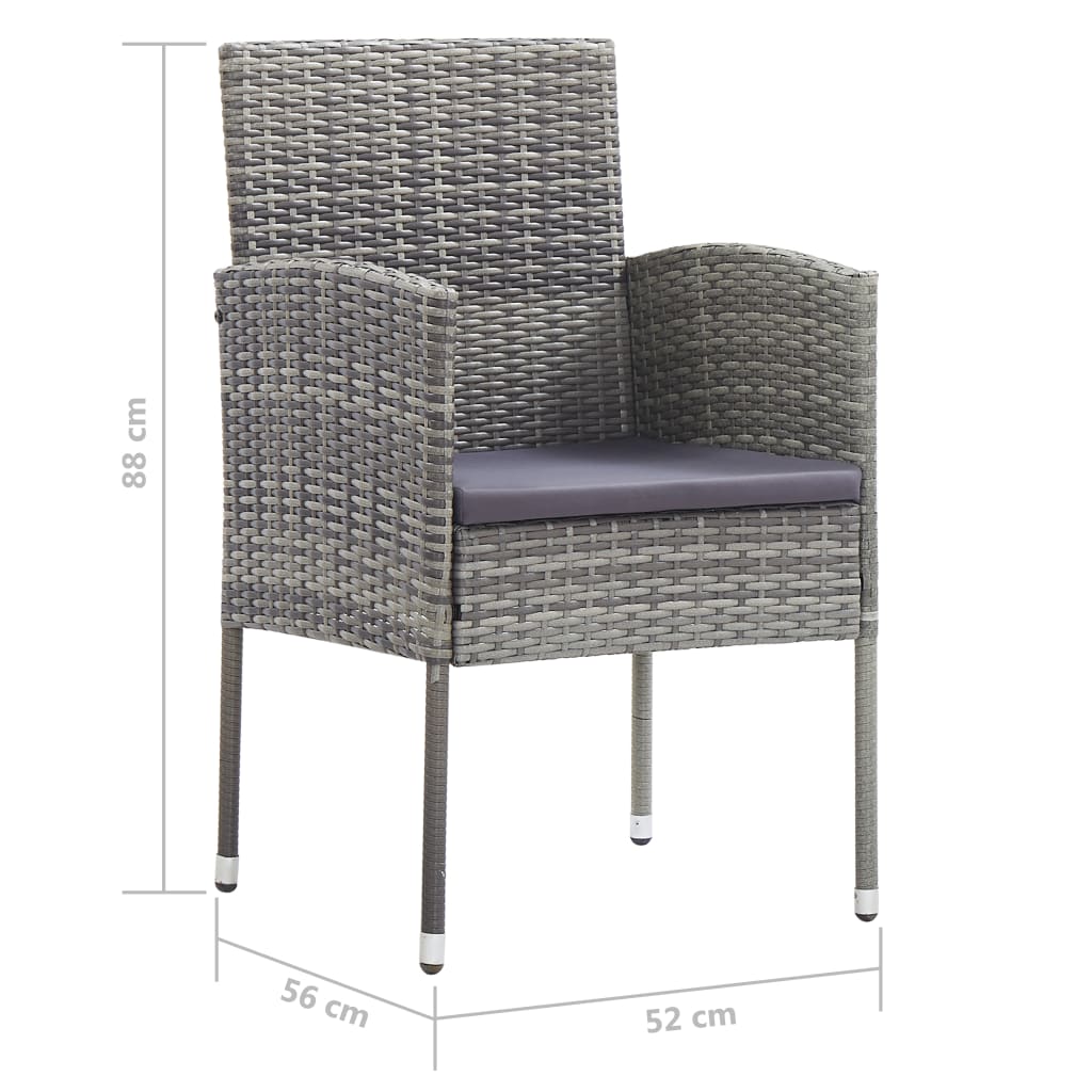 Sedie Giardino con Cuscini Grigio Scuro 2 pz Grigie Polyrattan 318725