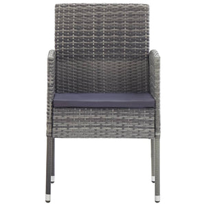 Sedie Giardino con Cuscini Grigio Scuro 4 pz Grigie Polyrattan 318728