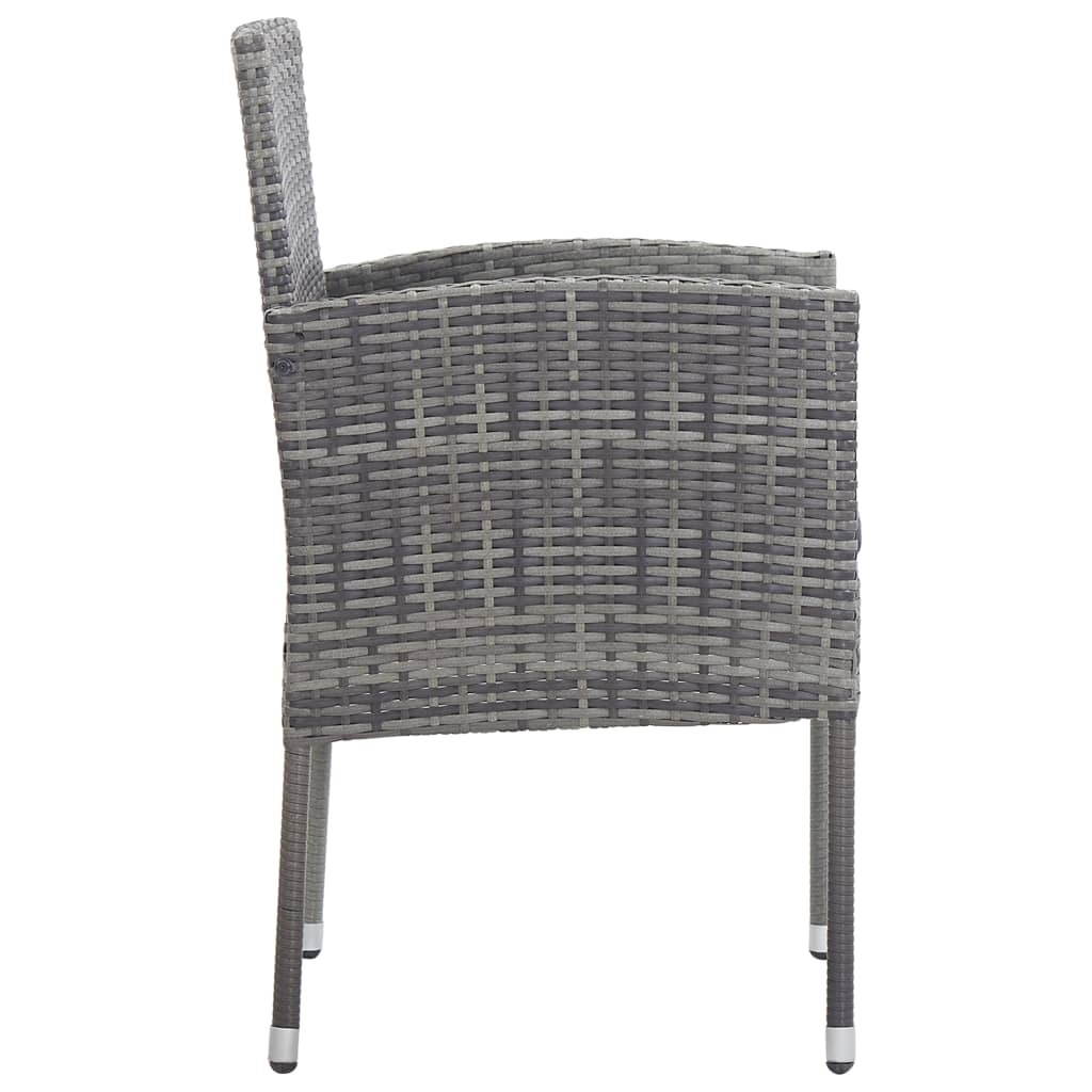 Sedie Giardino con Cuscini Grigio Scuro 4 pz Grigie Polyrattan 318728