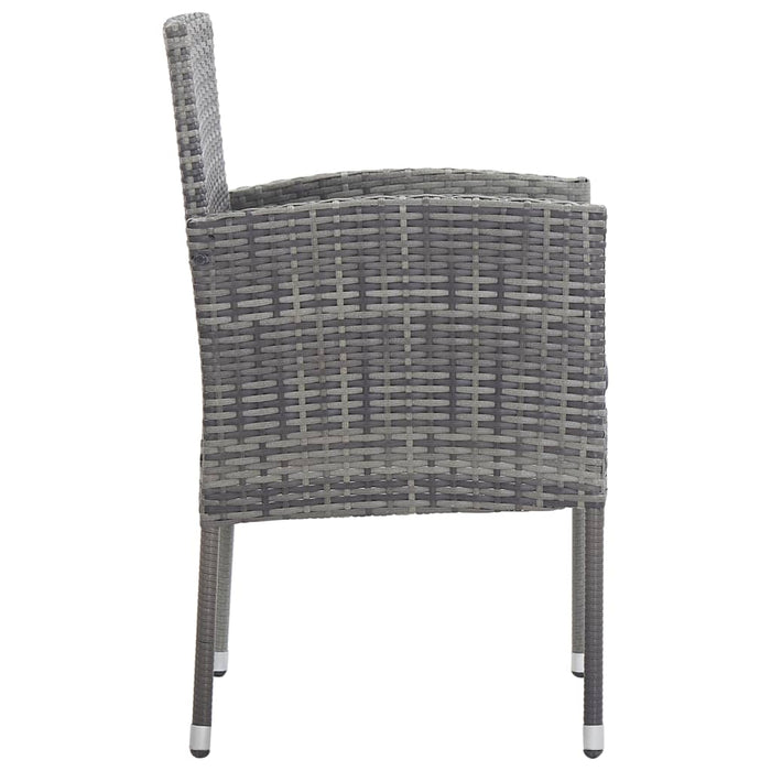 Sedie Giardino con Cuscini Grigio Scuro 4 pz Grigie Polyrattan 318728
