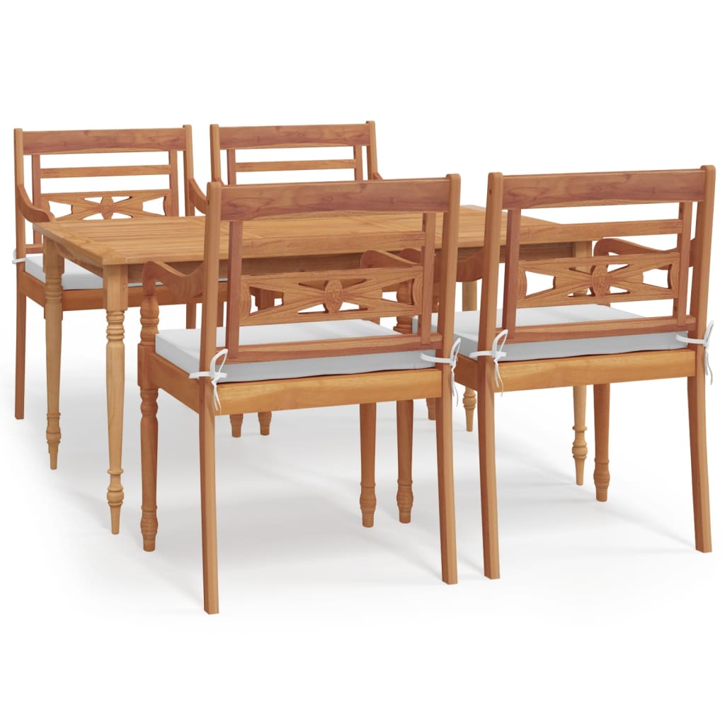 Set da Pranzo Giardino 5 pz con Cuscini Legno Massello di Teak 3100789