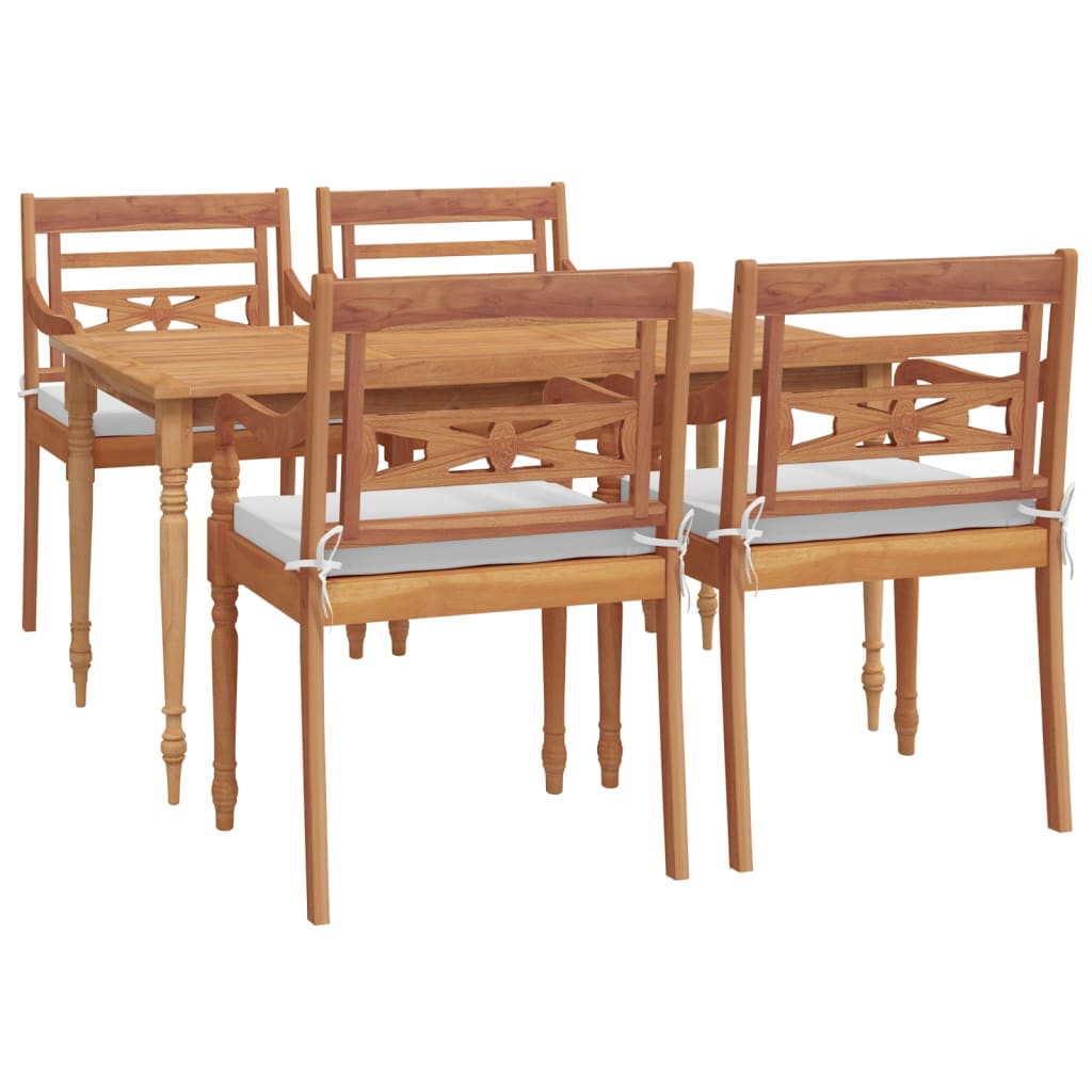 Set da Pranzo Giardino 5 pz con Cuscini Legno Massello di Teak 3100789