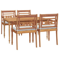 Set da Pranzo Giardino 5 pz con Cuscini Legno Massello di Teak 3100789