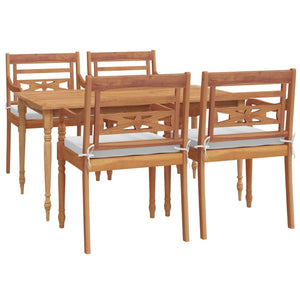 Set da Pranzo Giardino 5 pz con Cuscini Legno Massello di Teak 3100789