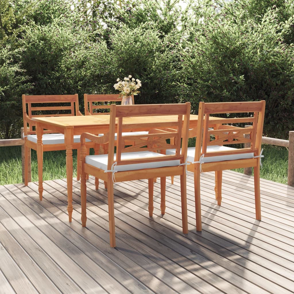Set da Pranzo Giardino 5 pz con Cuscini Legno Massello di Teak 3100789