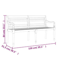 Panca da giardino mobili da giardino per esterni terrazza con cuscino blu 150 x 51,5 x 84 cm legno massello di teak 02_0011053