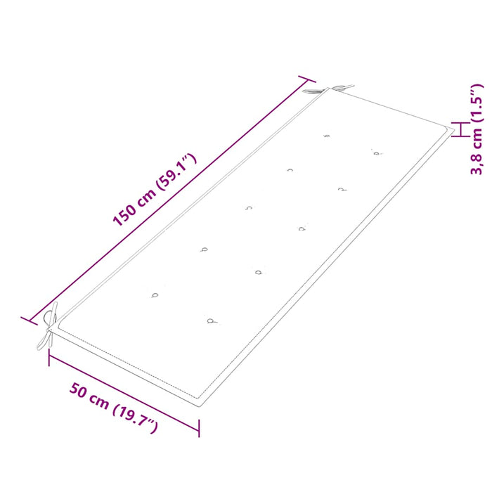 Panchina Batavia con Cuscino Tortora 150 cm Legno Massello Teak 3100834