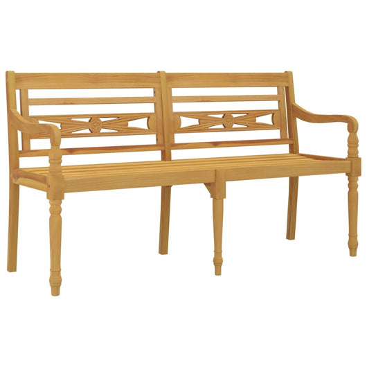 Panca da giardino arredo da esterno terrazza con cuscino rosso 150 cm legno massello di teak 02_0011089