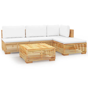 Set Divani da Giardino 5 pz con Cuscini Legno Massello di Teak 3100855