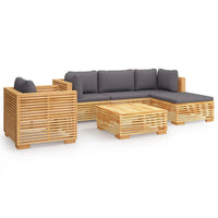 Set Divani da Giardino 6 pz con Cuscini Legno Massello di Teak 3100858
