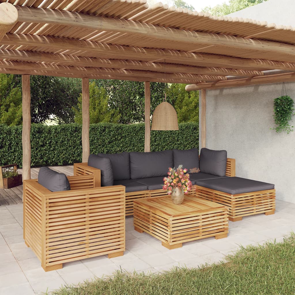 Set Divani da Giardino 6 pz con Cuscini Legno Massello di Teak 3100858