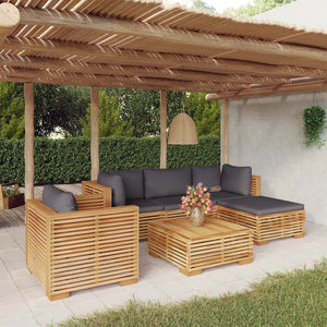 Set Divani da Giardino 6 pz con Cuscini Legno Massello di Teak 3100858