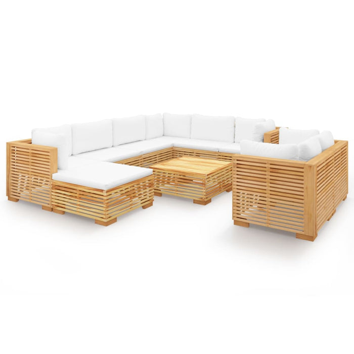 Set Divani da Giardino 10 pz con Cuscini Legno Massello di Teak 3100881