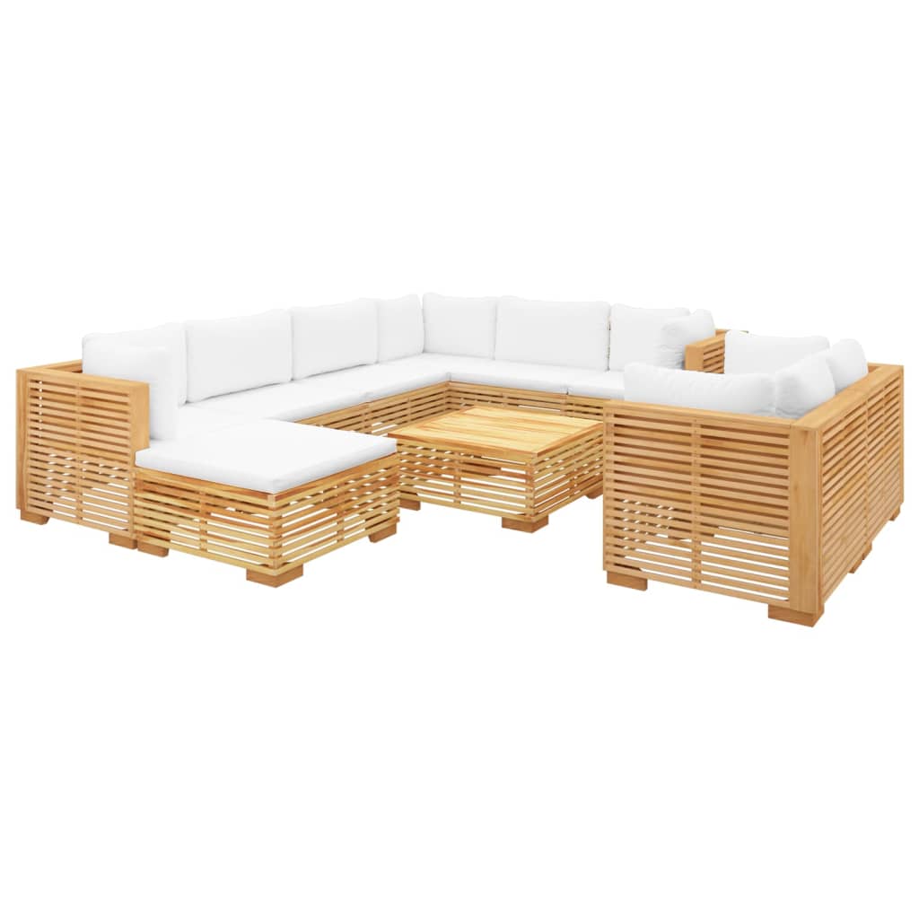 Set Divani da Giardino 10 pz con Cuscini Legno Massello di Teak 3100881