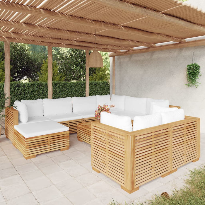 Set Divani da Giardino 10 pz con Cuscini Legno Massello di Teak 3100881