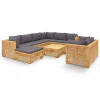 Set Divani da Giardino 10 pz con Cuscini Legno Massello di Teak 3100882