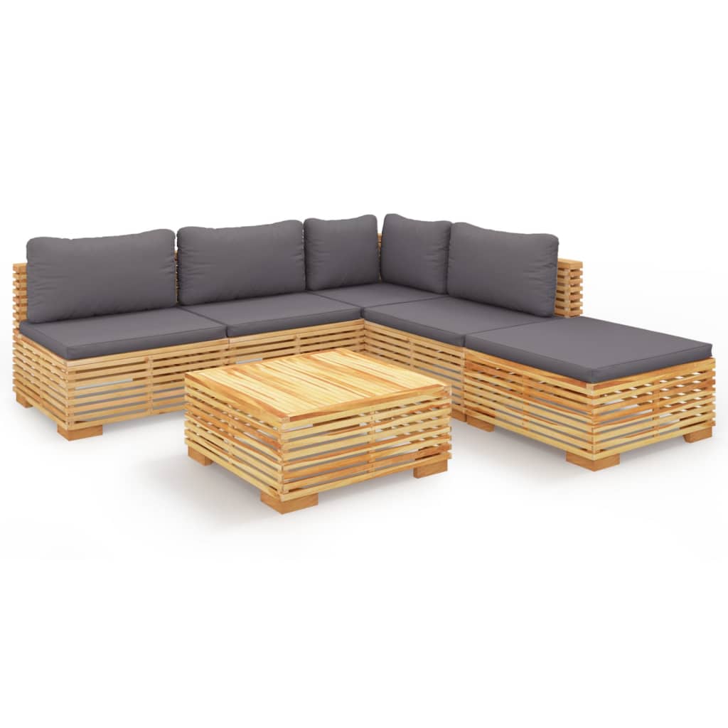 Set Divani da Giardino 6 pz con Cuscini Legno Massello di Teak 3100896