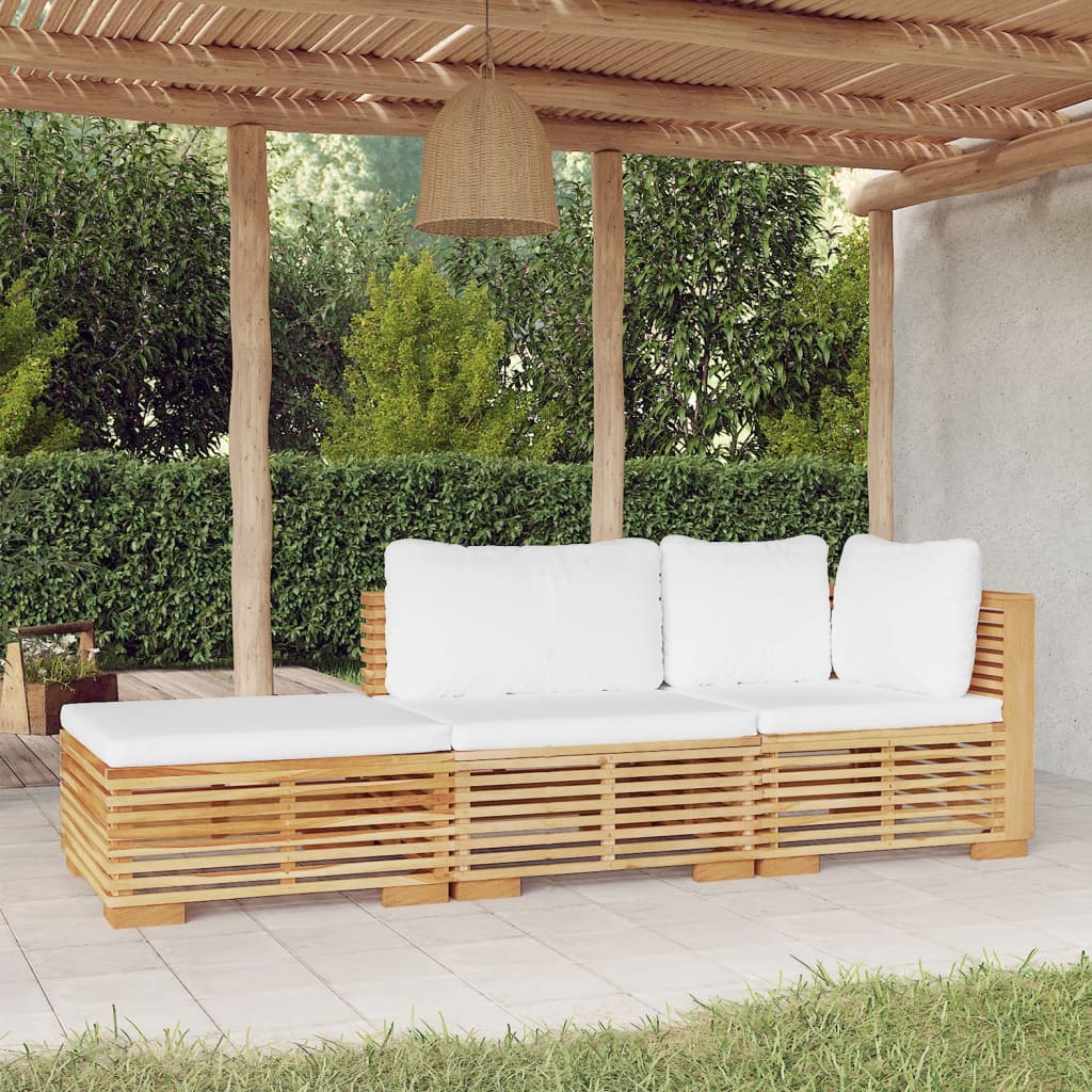 Set Divani da Giardino 3 pz con Cuscini Legno Massello di Teakcod mxl 121489
