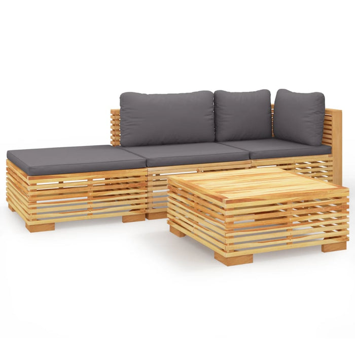 Set Divani da Giardino 4 pz con Cuscini Legno Massello di Teak 3100912