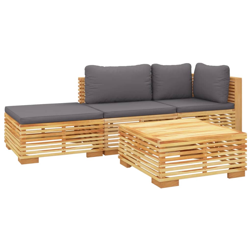 Set Divani da Giardino 4 pz con Cuscini Legno Massello di Teak 3100912