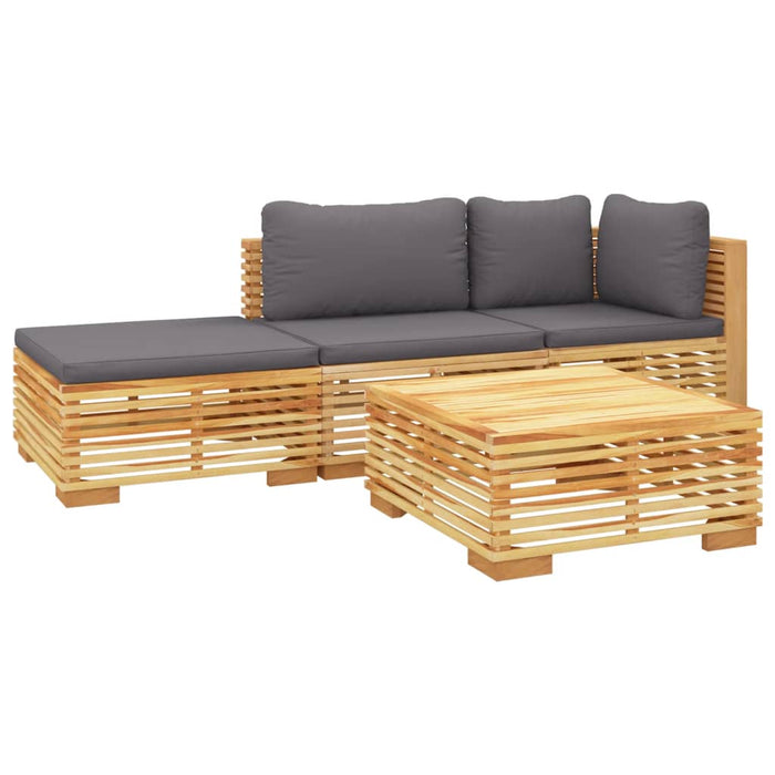 Set Divani da Giardino 4 pz con Cuscini Legno Massello di Teak 3100912