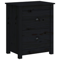 Comodino Nero 50x35x61,5 cm in Legno Massello di Pino 813687