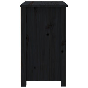 Comodino Nero 50x35x61,5 cm in Legno Massello di Pino 813687