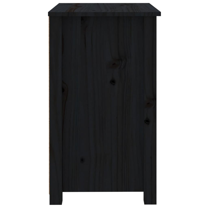 Comodino Nero 50x35x61,5 cm in Legno Massello di Pino 813687