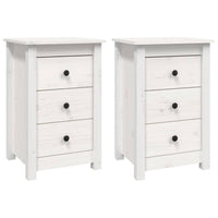 Comodini 2 pz Bianca 40x35x61,5 cm in Legno Massello di Pino cod mxl 52553