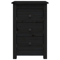 Comodini 2 pz Nera 40x35x61,5 cm in Legno Massello di Pino 813708