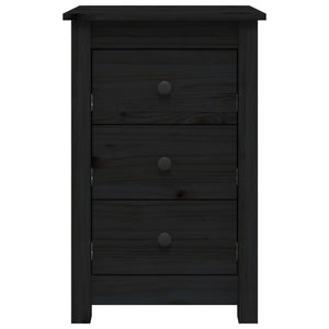 Comodini 2 pz Nera 40x35x61,5 cm in Legno Massello di Pino 813708