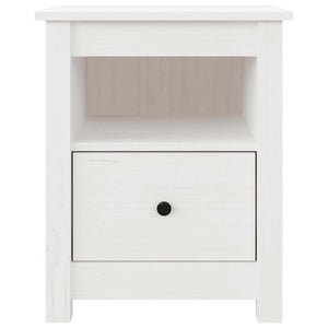 Comodini 2 pz-Set di 2 Tavolino da notte Bianchi 40x35x49 cm in Legno Massello di Pino